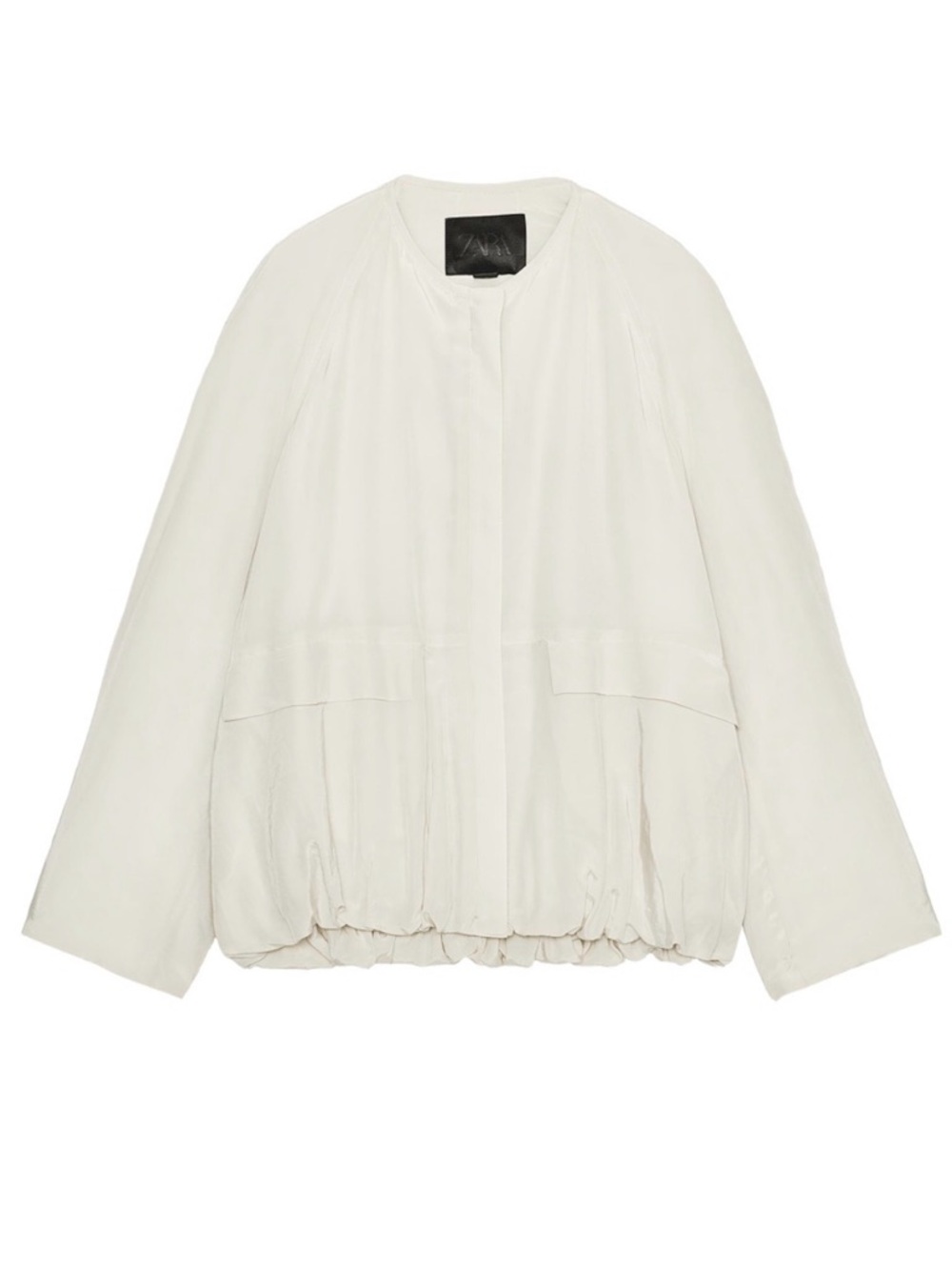 ZARA Cream Lightweight Bomber-Style Jacket
